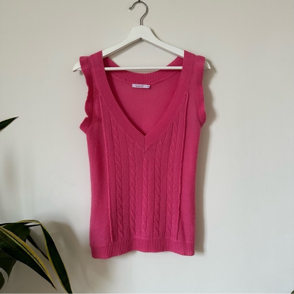 Calypso Pink Cashmere Knit Sweater Vest Size M
